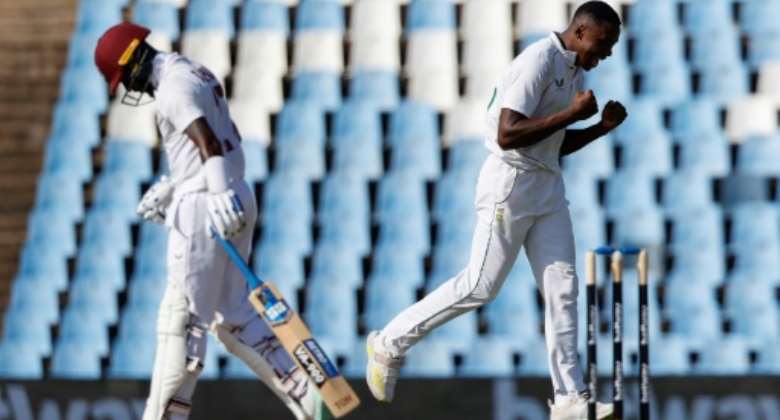 Kagiso Rabada R finished with six for 50 and dismissed Jermaine Blackwood L for 79 as South Africa won the 1st Test by 87 runs.  By PHILL MAGAKOE AFP
