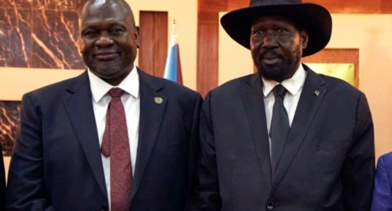 Kiir R and Machar L formed a unity government more than two years ago after half a decade of fighting.  By ALEX MCBRIDE AFPFile