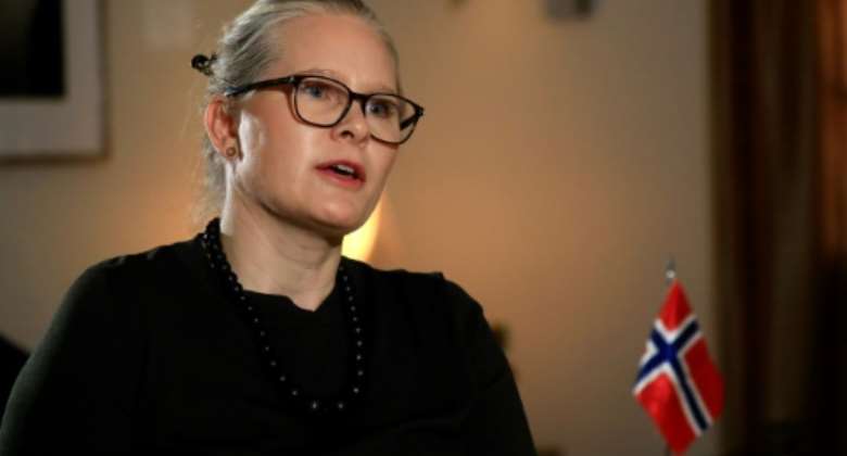 Norway's ambassador in Sudan, Therese Loken Gheziel, speaks during an interview with AFP in the capital Khartoum. By ASHRAF SHAZLY (AFP)