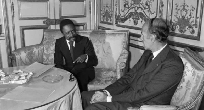Omar Bongo, pictured with former French president Valery Giscard d'Estaing during a visit to Paris in 1974.  By - AFP