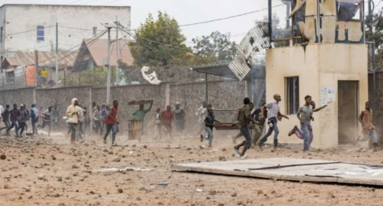 Protesters attacked the UN base in Goma on Tuesday for the second day running.  By Michael Lunanga AFP