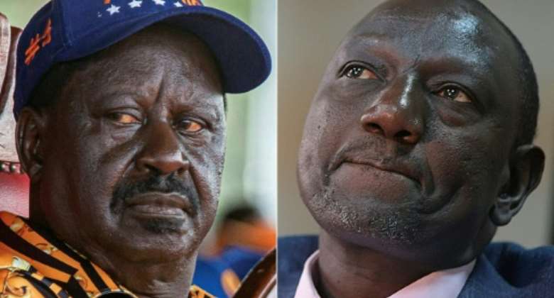 Raila Odinga left and William Ruto have both appealed for calm.  By Patrick Meinhardt, Simon MAINA AFPFile