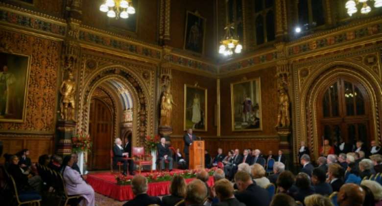 Ramaphosa addressed members of both houses of Britain's parliament as part of his state visit.  By TOBY MELVILLE POOLAFP