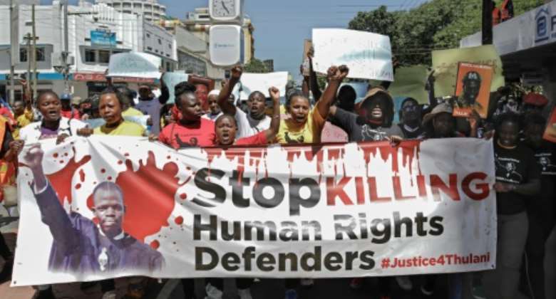 Rights activists protested in the Kenyan capital of Nairobi on Monday over the murder of Eswatini campaigner Thulani Maseko.  By Tony KARUMBA AFP