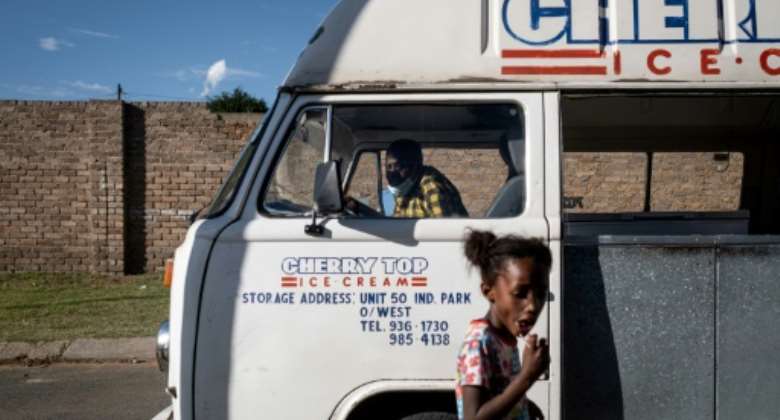 Sipho Mtshali's ice-cream van has been a feature of life on Soweto's streets for decades.  By EMMANUEL CROSET (AFP)