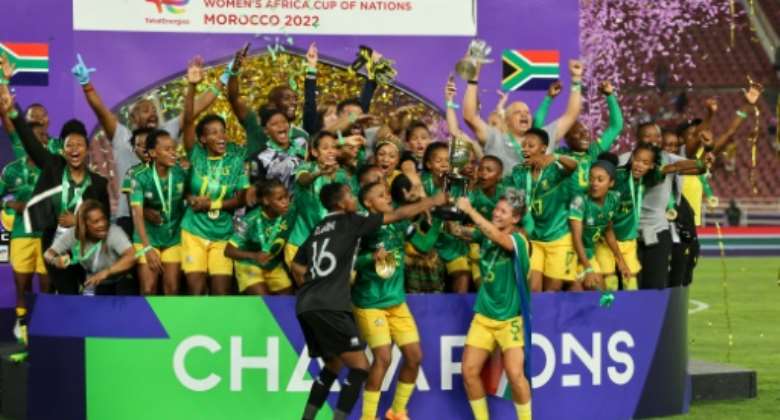 South Africa celebrate winning the 2022 Women's Africa Cup of Nations.  By Fadel SENNA AFPFile