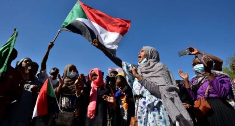 Sudanese protesters against a military power grab in Khartoum on November 25.  By - (AFP)
