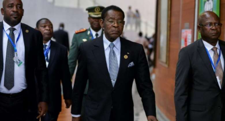 Teodoro Obiang Nguema Mbasogo (C) has ruled his country for 42 years.  By MICHAEL TEWELDE (AFP)