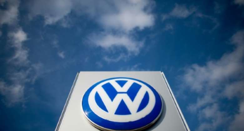 The Sovac-Volkswagen factory opened in 2017 at Relizane, some 250 kilometres 150 miles southwest of Algiers; pictured is a file photo from February 20, 2014 showing Volkswagen's logo at a car dealer in Hanover.  By Julian Stratenschulte dpaAFPFile