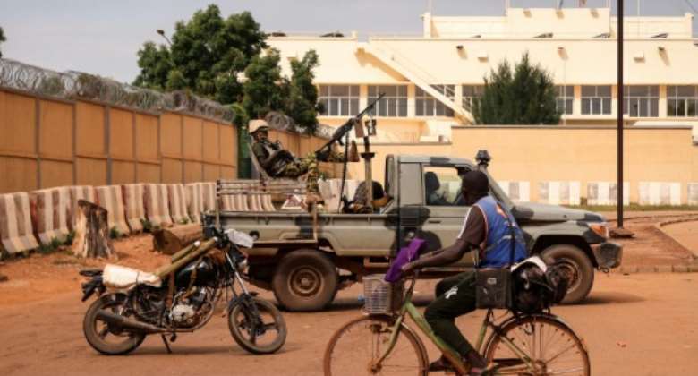 Troops are still guarding the national television centre after Burkina Faso's second coup this year.  By Olympia DE MAISMONT AFP