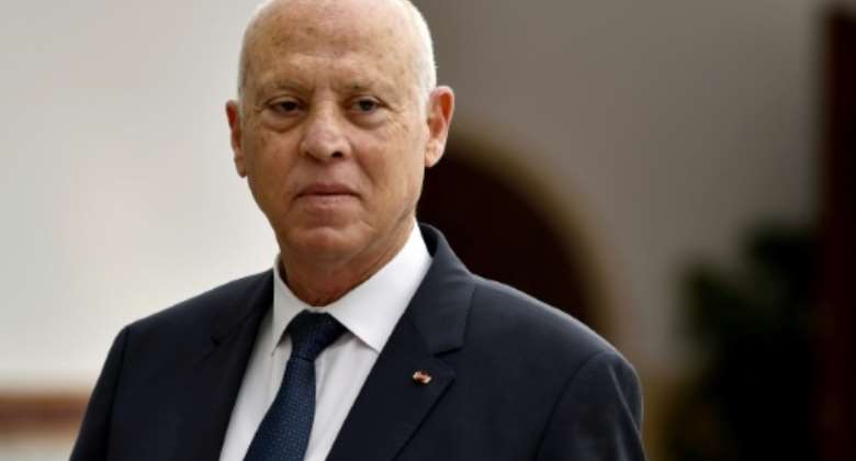 Tunisian President Kais Saied is a fierce opponent of Ennahdha, the Islamist-inspired party which dominated the country's politics before his power grab last July.  By FETHI BELAID AFPFile