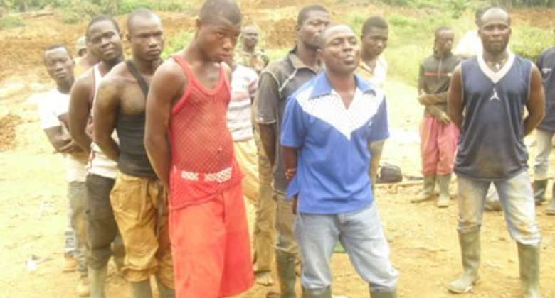 File photo: Some illegal miners arrested in the Eastern Region