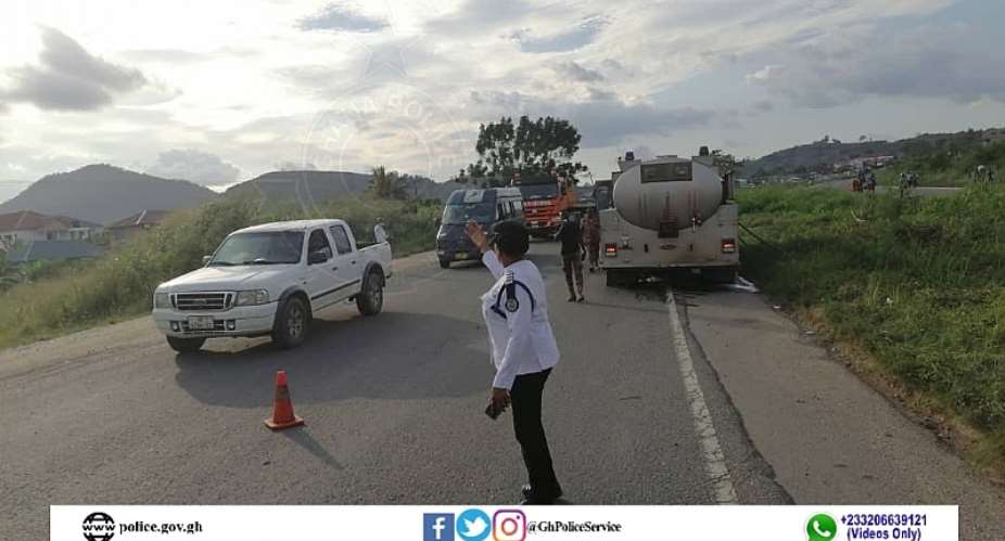 Nsawam: Fuel tanker accidents blocks portion of Accra-Kumasi road
