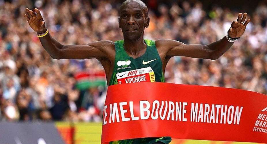 Getty ImagesImage caption: Eliud Kipchoges victory was his 12th at a World Marathon Major