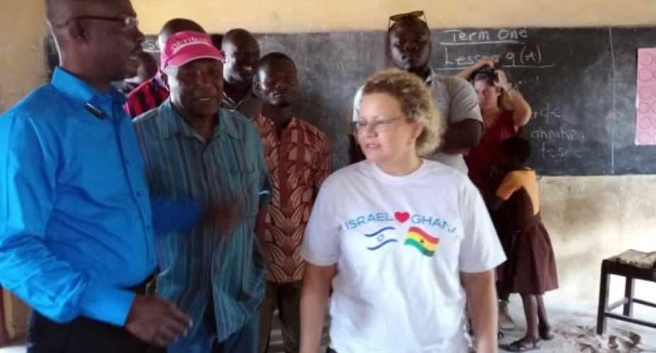 Israeli Ambassador-designate to Ghana, Shani Cooper, inspects one of the classrooms