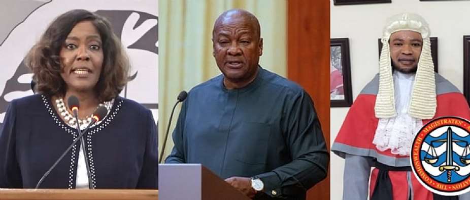 GBA President Efua Ghartey, President John Mahama and Judge Samuel Bright Acquah