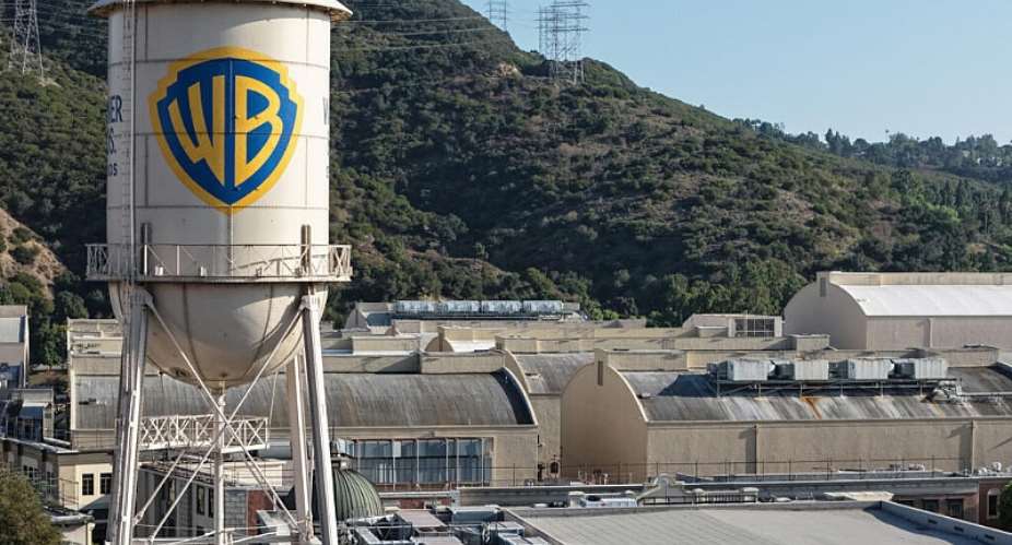 In an aerial view, the Warner Bros. logo is displayed on the water tower at Warner Bros. Studio on September 21, 2026 in Burbank, California. -  Mario Tama, Getty Images via AFP