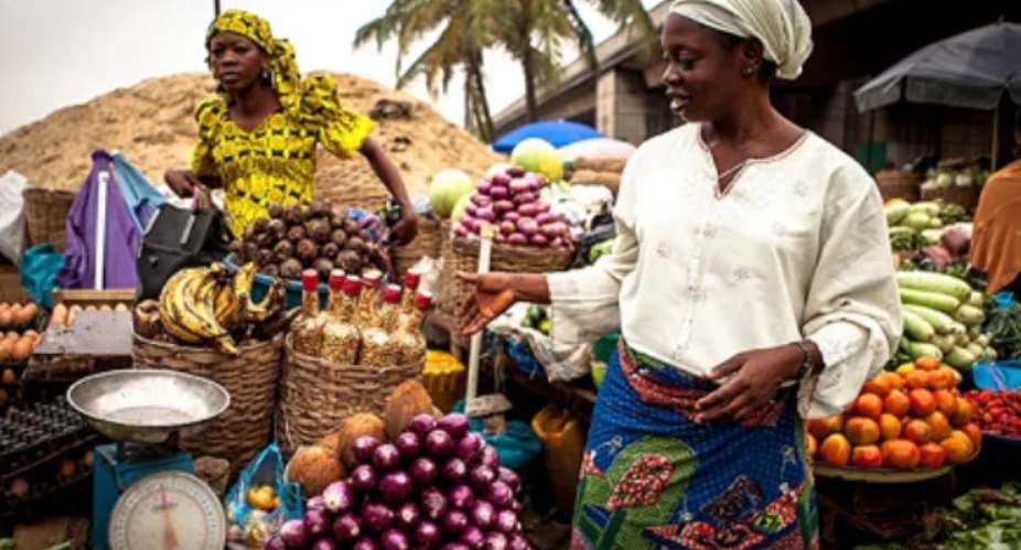 Traders selling their goods at the market