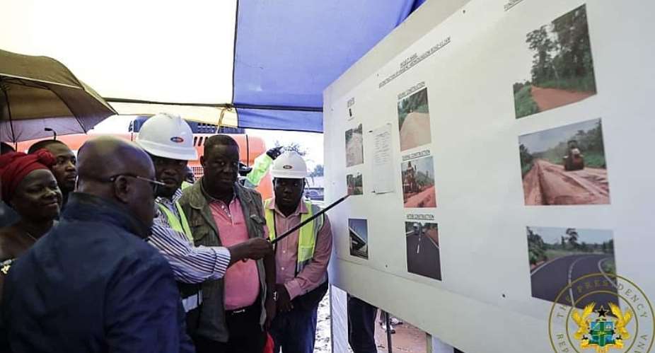 President Akufo-Addo being taken through the project by the contractor