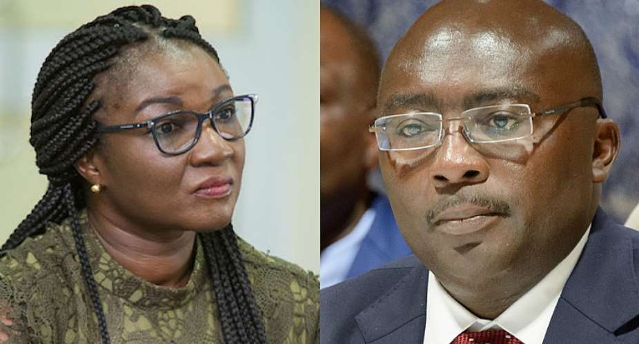Aide to former President John Mahama, Joyce Bawa Mogtari (left) and Vice President, Dr. Mahamadu Bawumia