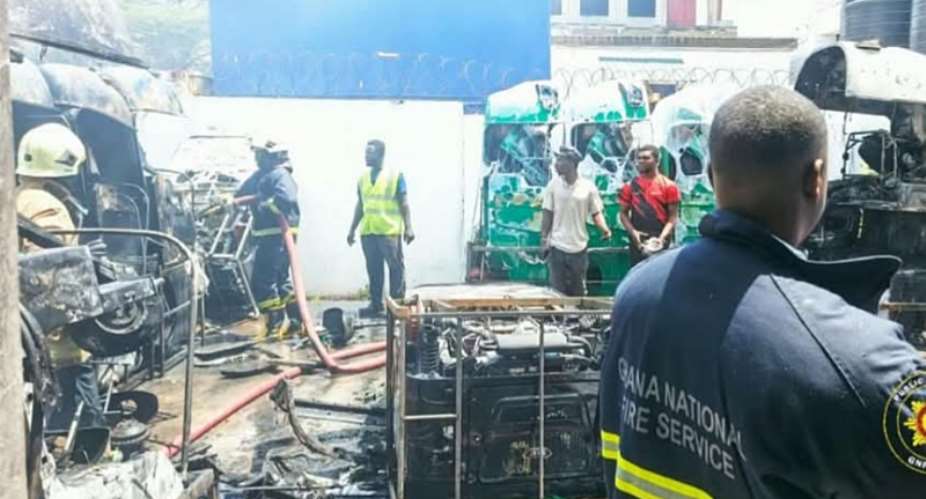 GNFS saves over 2,000 tricycles from fire at Takoradi warehouse