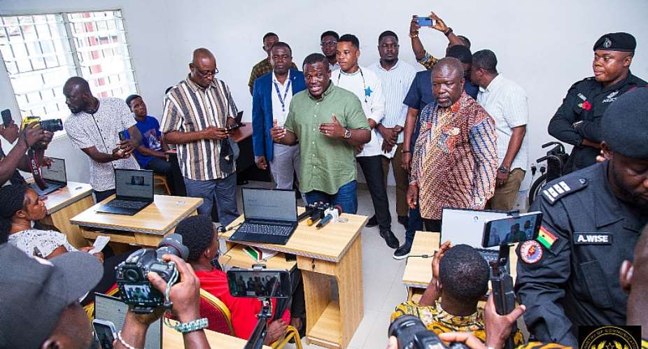 Sam  George inspects rural telephony sites, One Million Coders Centres in Volta Region