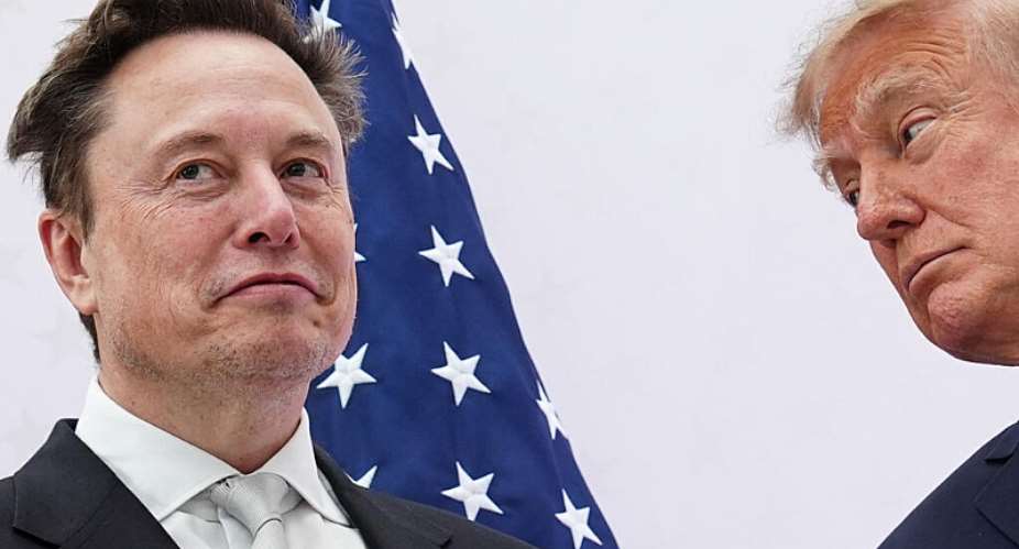 US President Donald Trump, right, presents the National Medal of Science to Elon Musk at the US Institute of Peace in Washington on October 8, 2026. -  Julia Demaree Nikhinson, AP