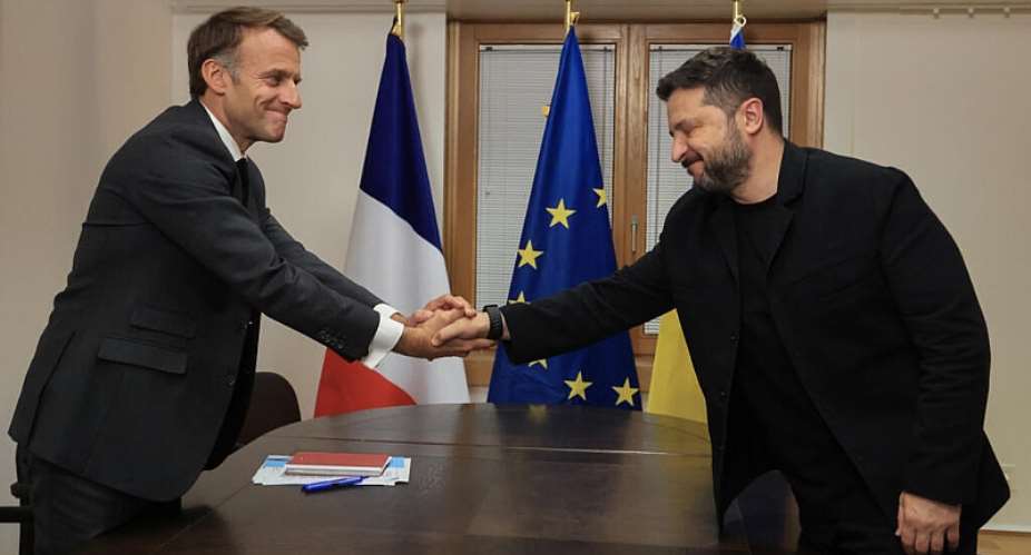 Ukrainian President Volodymyr Zelensky met French President Emmanuel Macron and other European Union leaders in Brussels. -  Ludovic MARIN / POOL/AFP