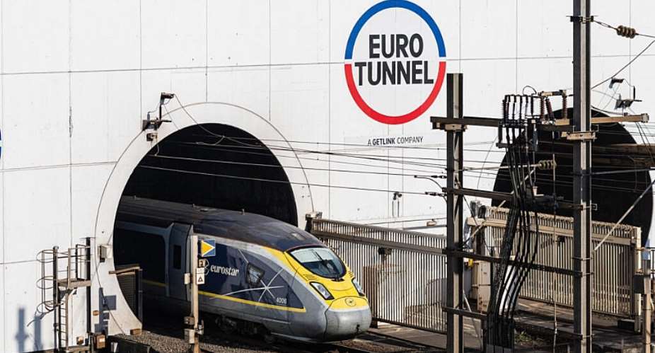 A Eurostar train enters the Channel Tunnel in Coquelles, northern France, on 4 April, 2025. -  AFP - Sameer Al-Doumy