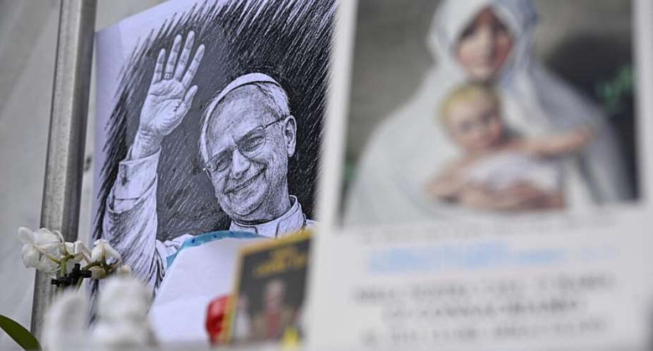 A drawing of Pope Leo XIV outside the Gemelli University Hospital, where the pontiff is recovering from surgery to remove a cancerous lung tumour. -  Tiziana Fabi, AFP