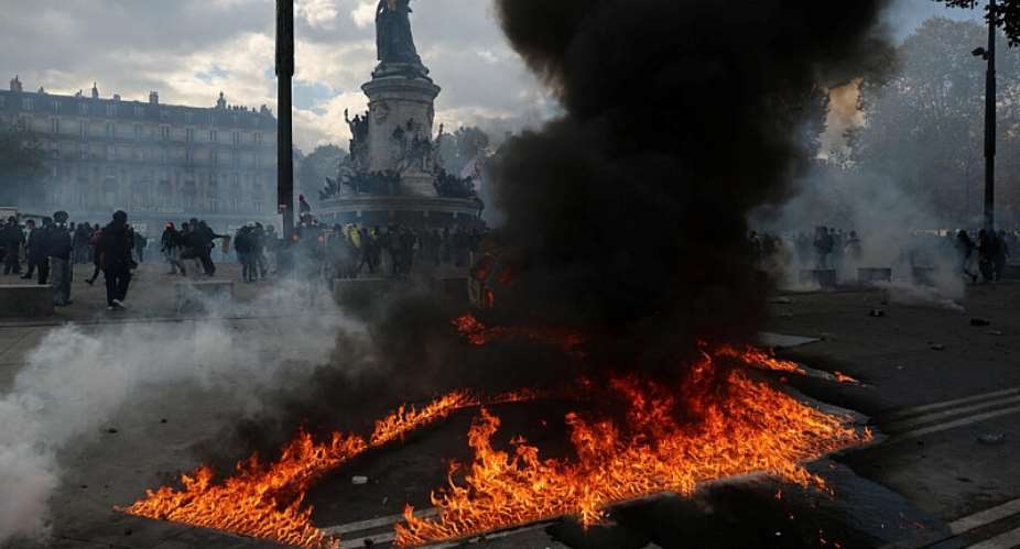 Tens of thousands of people took to the streets of towns and cities around France to complain about the poor state of French schools as well as rising prices. -  Stephanie Lecocq / Reuters