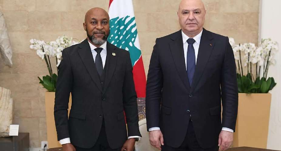 H.E. Prof. Justice Solomon Korantwi-Barimah (left) and the Lebanese President, Joseph Aoun