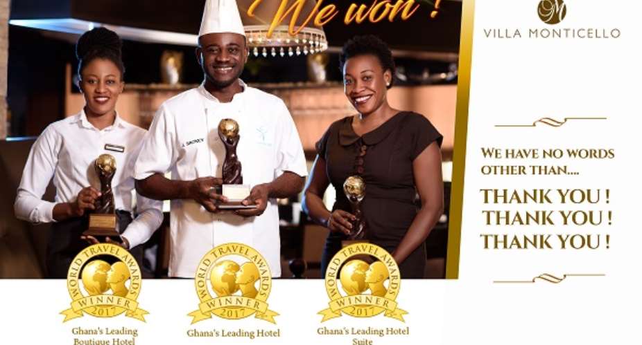 Villa Monticello Crowned Ghanas Leading Hotel at the 2017 World Travel Awards