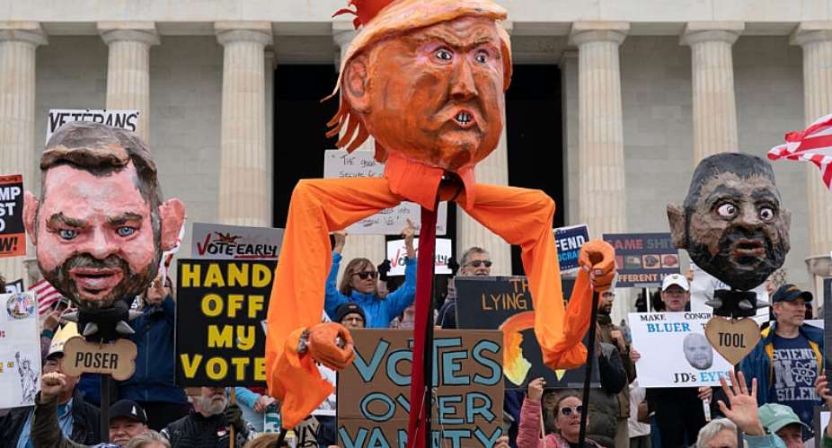 Demonstrators rally at the Lincoln Memorial during a No Kings protest in Washington, October 17, 2026. -  Jose Luis Magana, AP