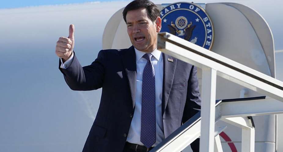 US Secretary of State Marco Rubio boarding a plane in Lisbon on October 8, 2026. -  Mark Schiefelbein, AFP