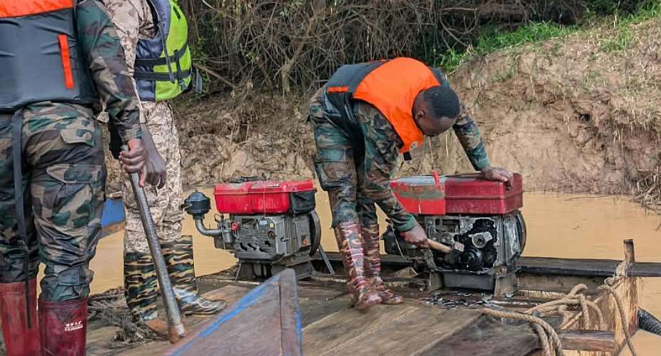 NAIMOS destroys 92 chanfang machines, arrests three suspected illegal miners on Tano River