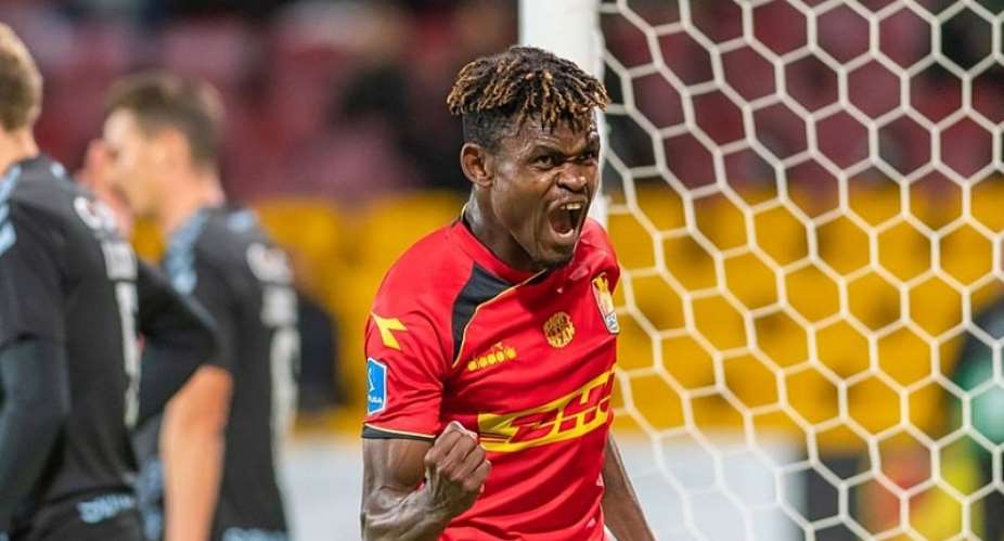 Godsway Donyoh Scores Consolation For FC Nordsjaelland In Heavy Defeat Against FC Midtjylland