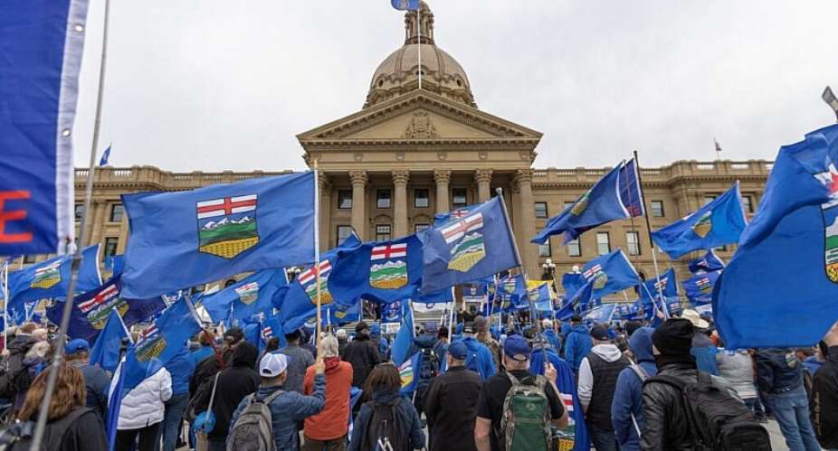 Alberta separatists rallied ahead of the vote in the provincial capital of Edmonton. -  Megan Albu, AFP