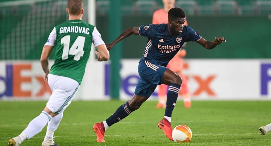 Thomas Partey in action against Rapid Vienna on Thursday night