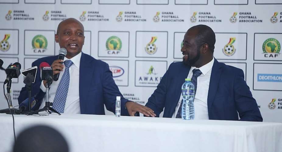 CAF president Patrice Motsepe and Kurt Okraku