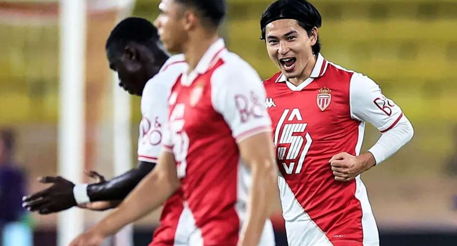 Getty ImagesImage caption: Takumi Minamino (right) joined Monaco from Liverpool in June 2022