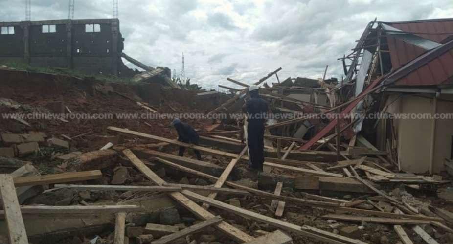 Two injured after warehouse collapses during rainstorm at Koforidua