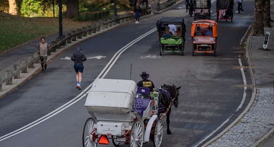 A horse-drawn carriage takes passengers for a loop through Central Park on October 14, 2026, in New York. -  Yuki Iwamura, AP