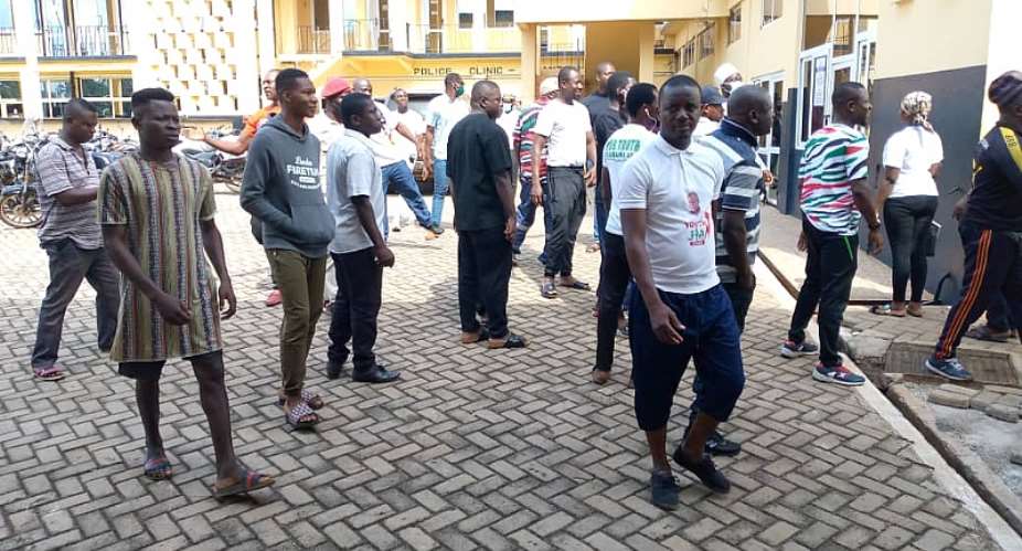 AR: NDC Mass Up At Police Headquarters After Arrest Of Colleagues