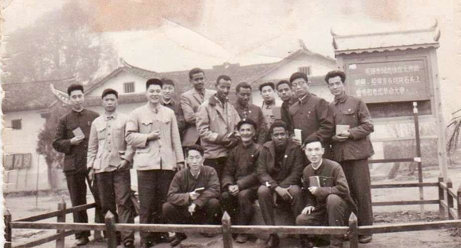 Eritrean president Isaias Afwerki in China in the 1960s. He is fifth from the left, rear row. - Source: