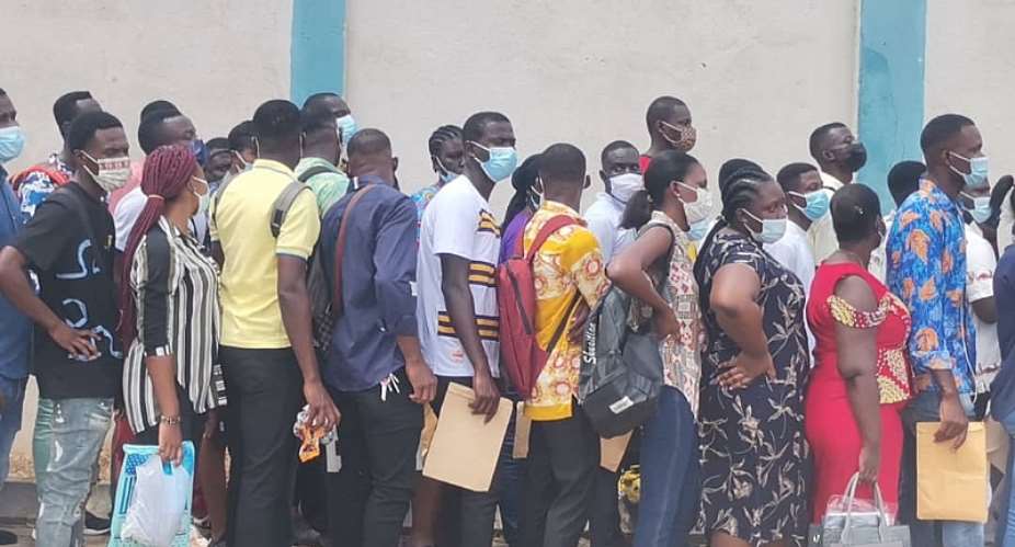 Kumasi: Thousands queue at Baba Yara stadium for GIS recruitment