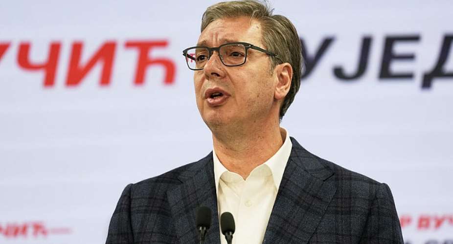 Aleksandar Vucic, leader of the right-wing Serbian Progressive Party (SNS) speaks at the party headquarters, conceding defeat in the parliamentary election in Belgrade, Serbia, October 25, 2026. -  Darko Vojinovic, AP