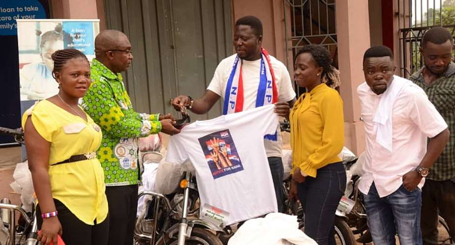 Nana Ampem Darko Donates Motorbikes, T-Shirts To Western North NPP