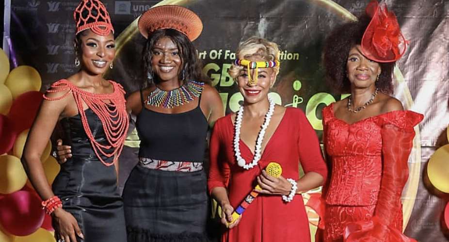 Right to left: Lady Pat; Event Management Consultant, Her Excellency Grace Mason; South African High Commissioner to Ghana, Ebo; Ashanti regional representative of Ghana's Most Beautiful 2023, and a co-host of the red carpet
