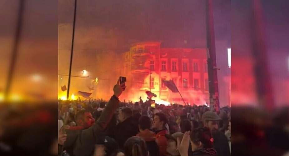 Student list supporters celebrate their victory in the legislative election in Slavija, Belgrade, Serbia, October 25, 2026. -  Instagram/  @gavriloandric